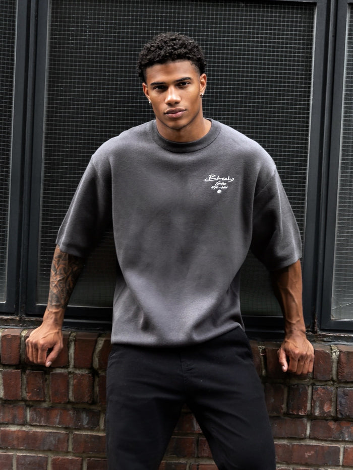 Soho Knitted T-Shirt - Charcoal